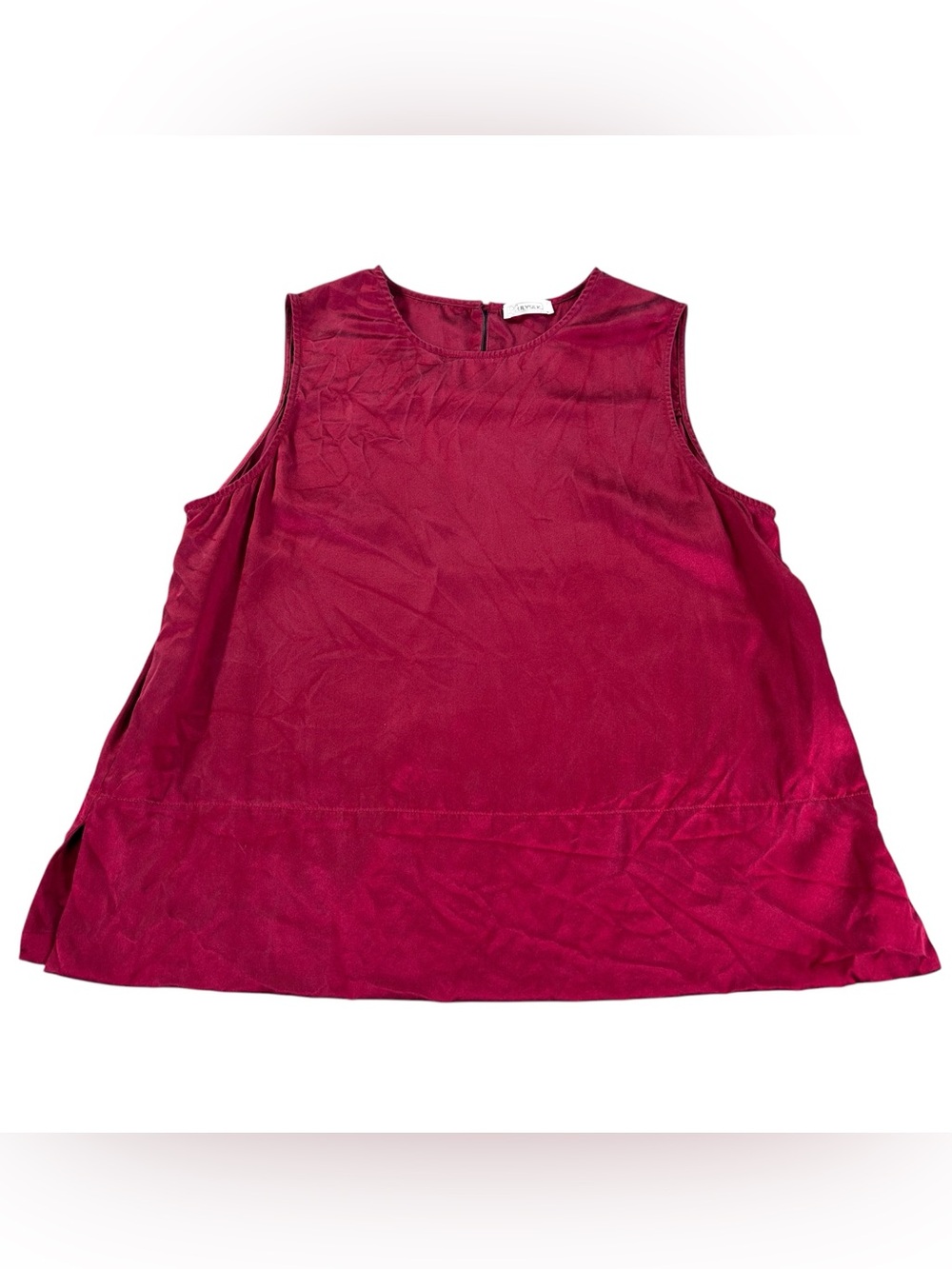 LILYSILK 100% Mulberry Silk Blouse Women’s M Burgundy Sleeveless Quiet Luxury